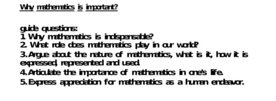 Why mathematics is important? guide questions: 1