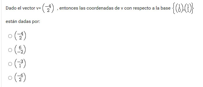 Given the vector v = ... then the coordinates of