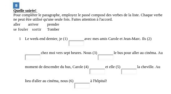 Quelle soiree! Pour completer le paragraphe,