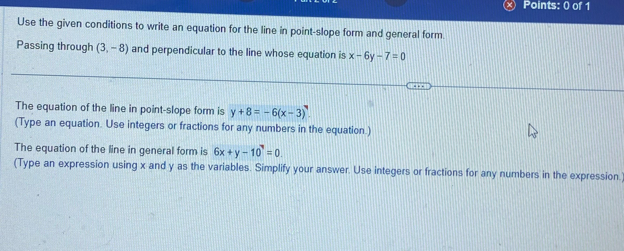 Help (x Points: 0 of 1 Use the given conditions