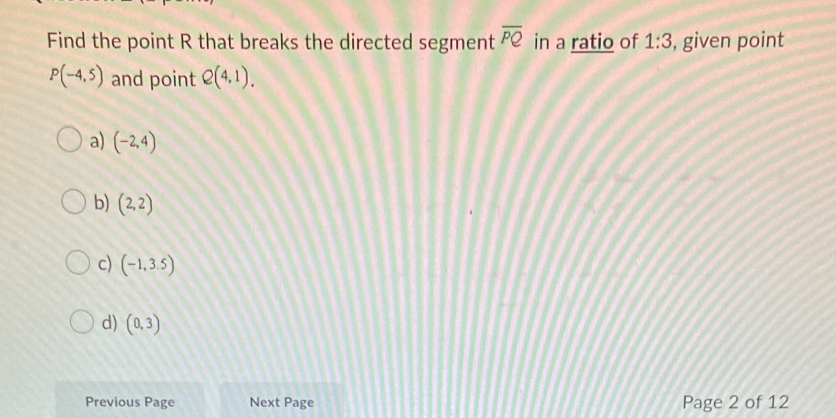 Find the point R that breaks the directed segment