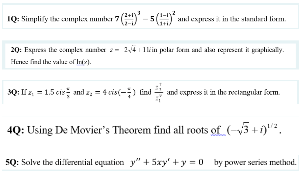 1Q: Simplify the complex number 7 (2;) - 5 (1,;)