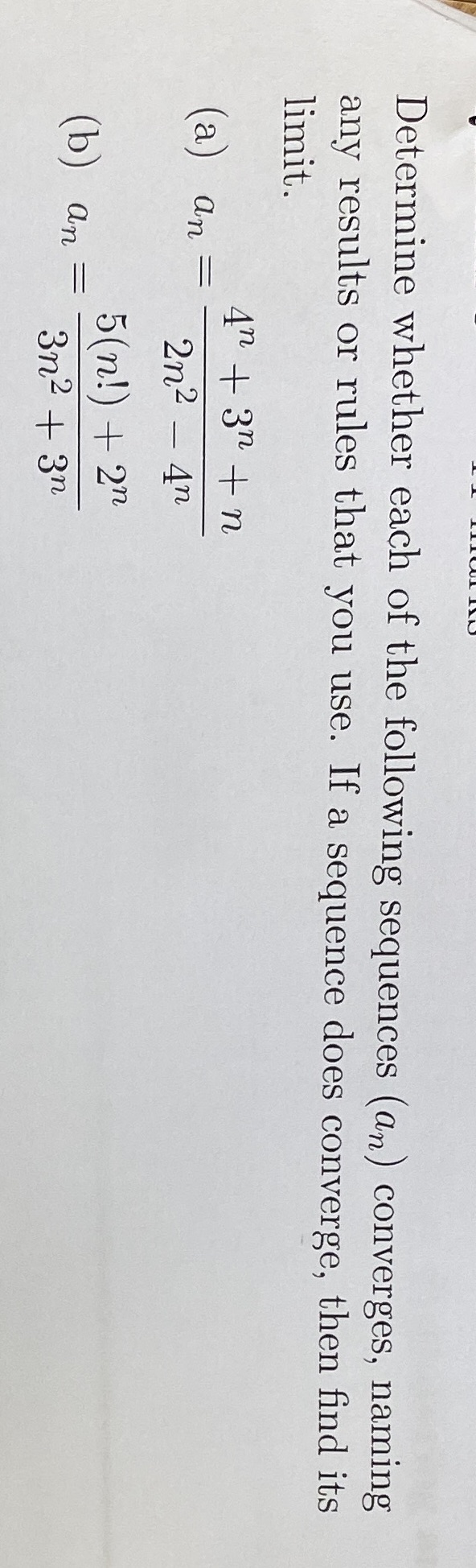 Determine whether each of the following sequences