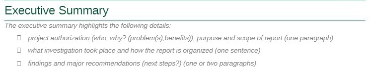 Executive Summary The executive summary
