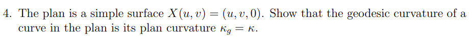 4. The plan is a Simple surface X (a, v) = (u, U,