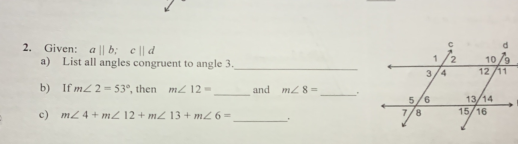 help with question please d 2. Given: allb; clld
