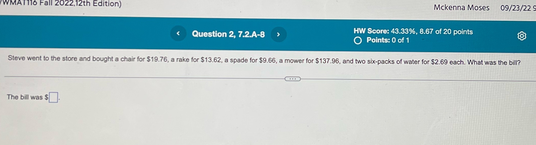 #2 WMAT116 Fall 2022,12th Edition) Mckenna Moses