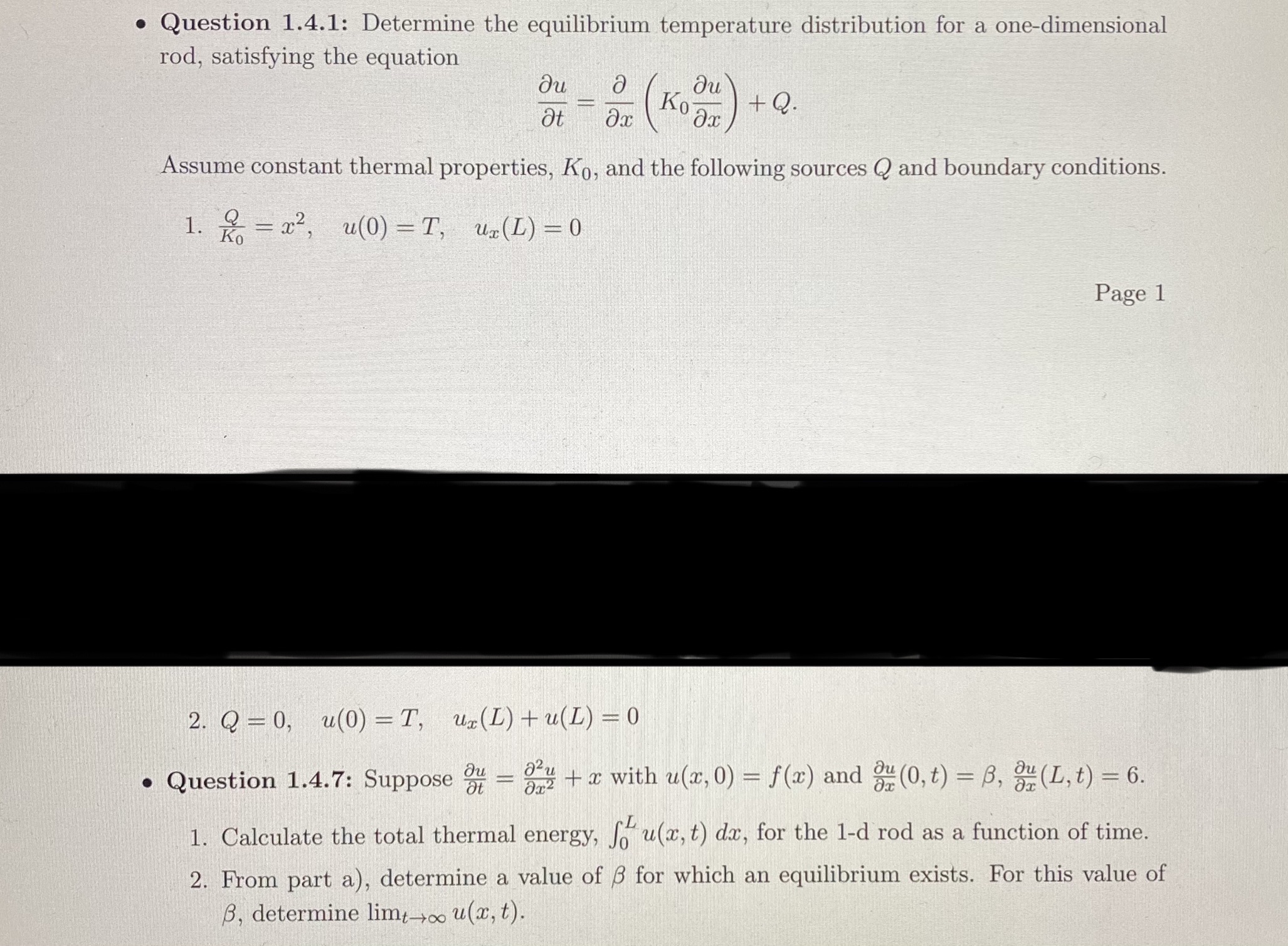 0 Question 1.4.1: Determine the equilibrium