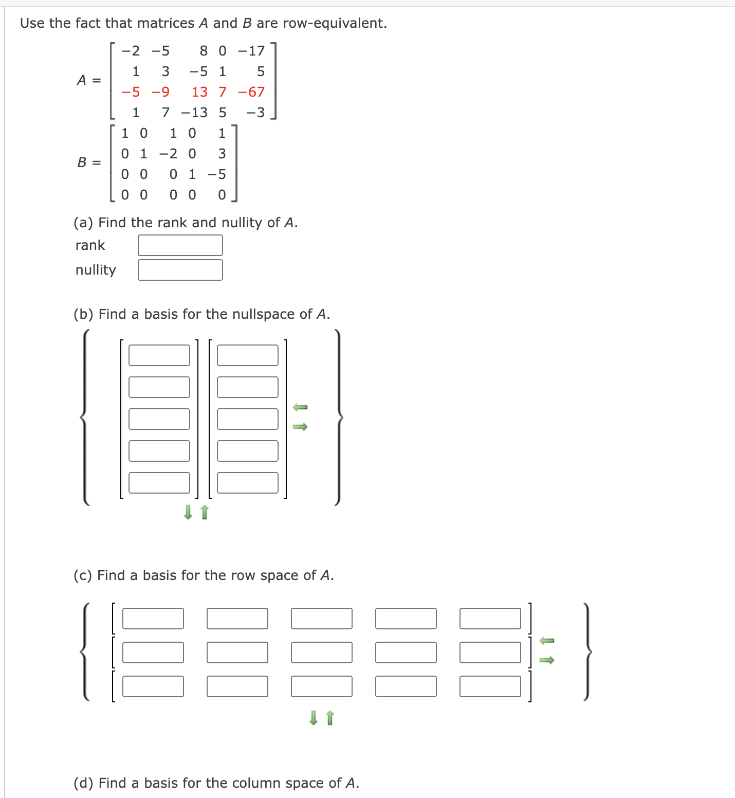 Please help! Use the fact that matrices A and B