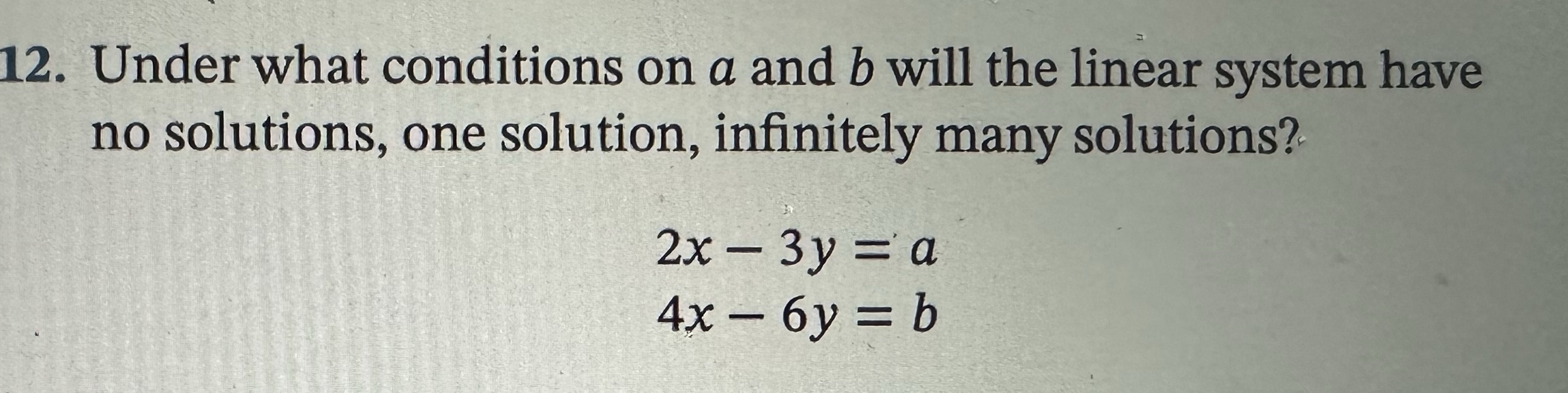 12. Under what conditions on a and b will the