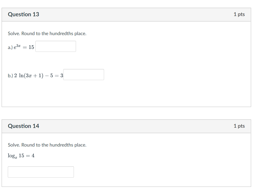 Question 1 2 pts Fully Simplify. Use equation