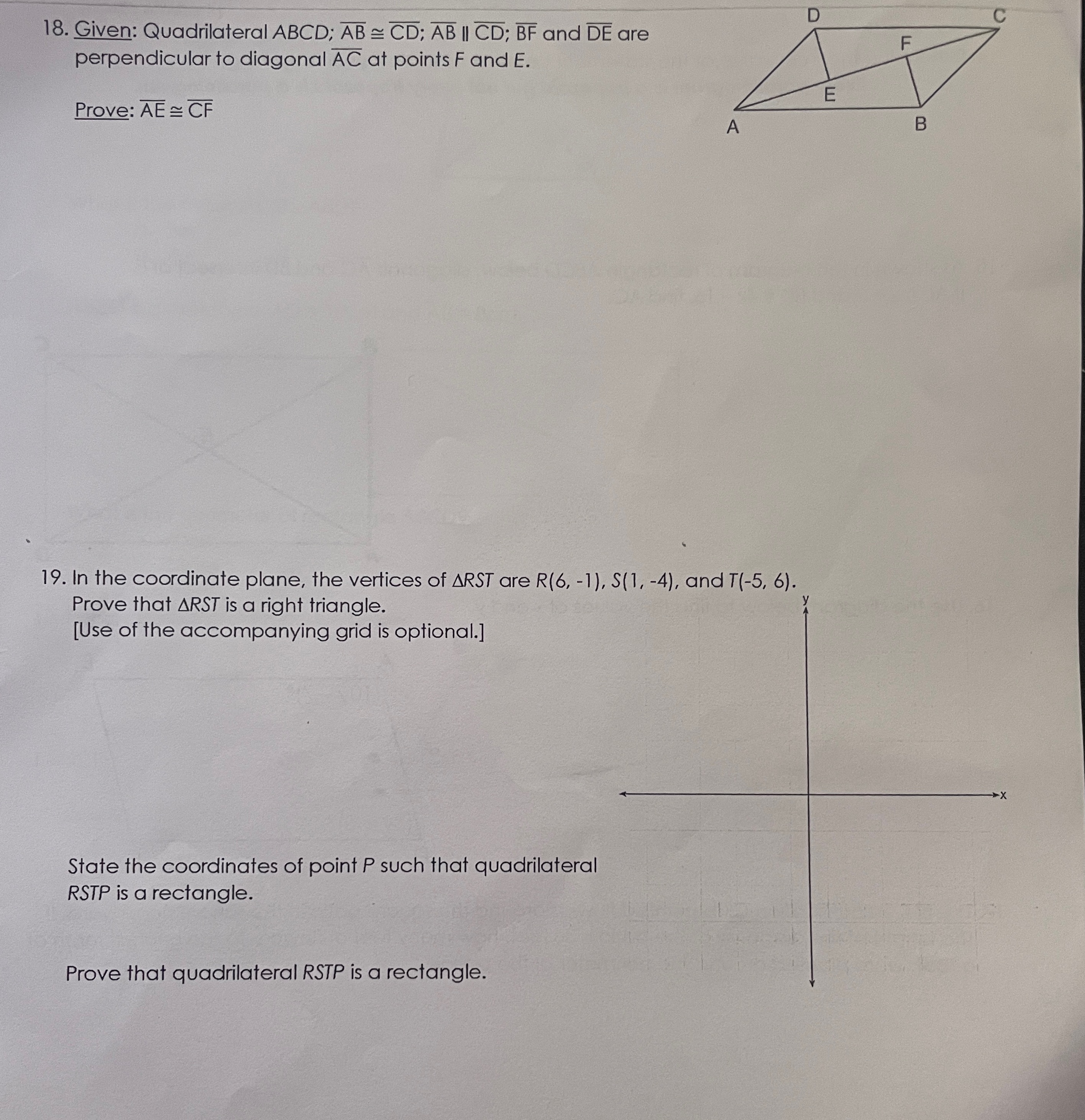 D 18. Given: Quadrilateral ABCD; AB = CD; AB II