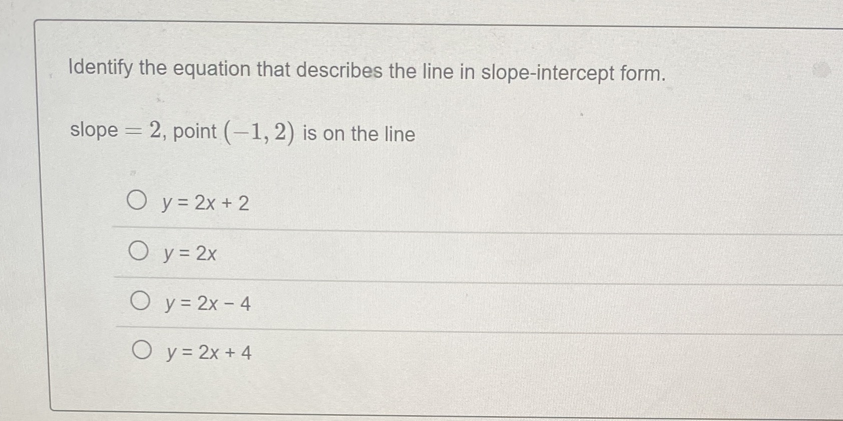 Identify the equation that describes the line in