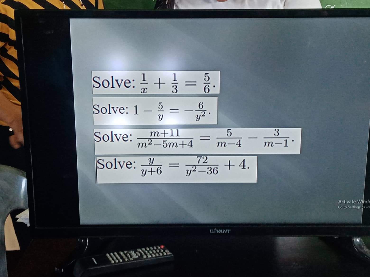 Solve: + = Solve: 1 - = 6 Solve: m+ll 5 3 m2-5m+4