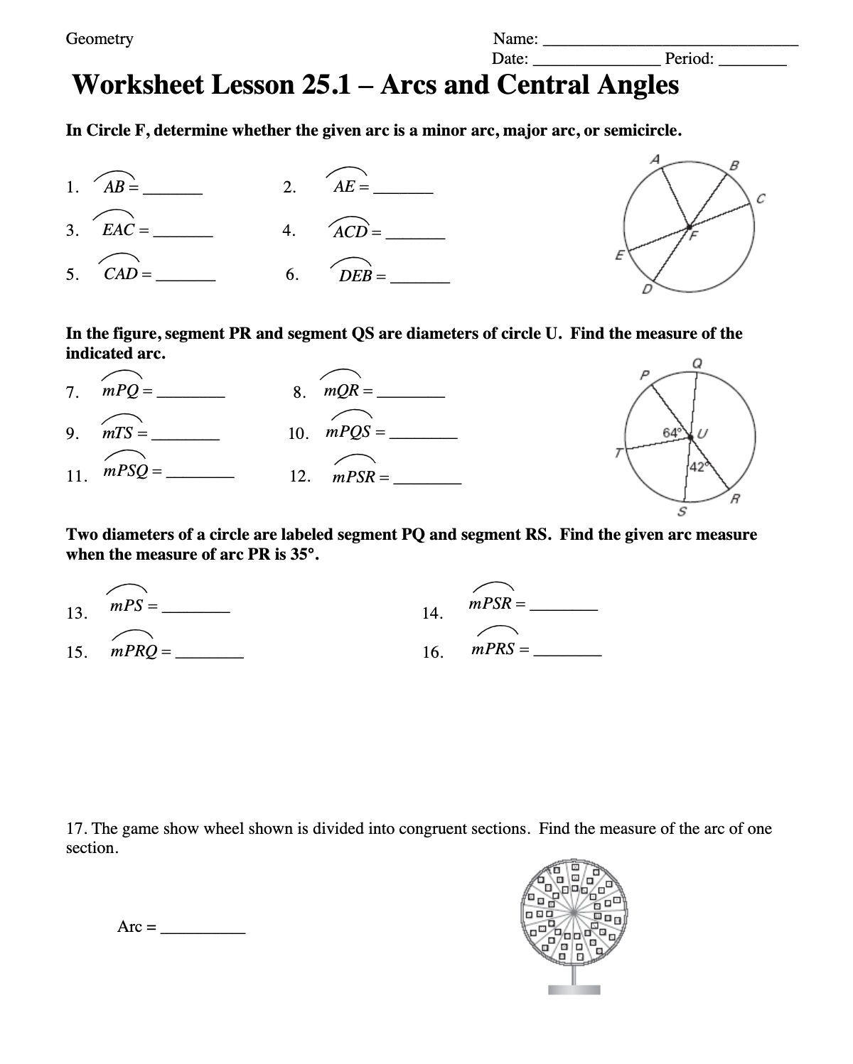 I need help with these questions about arcs and