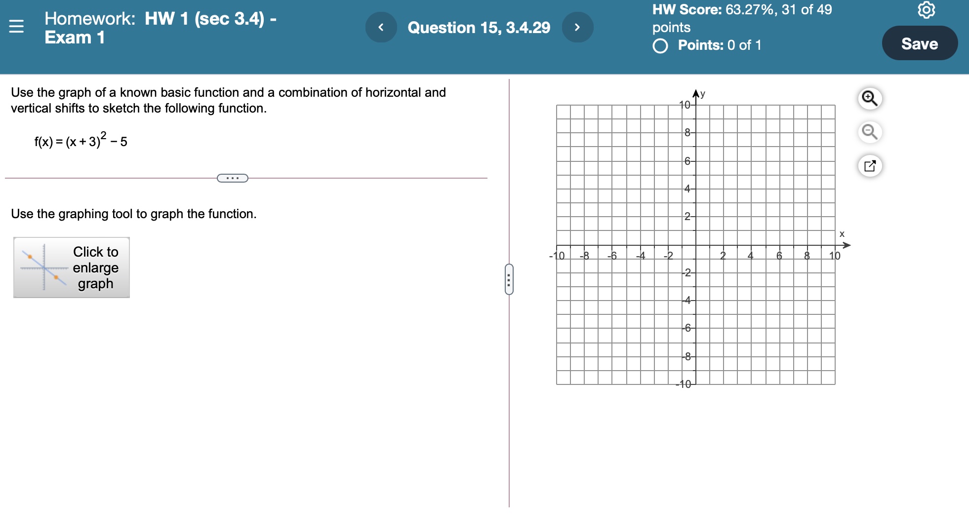 HW Score: 63.27%, 31 of 49  style=