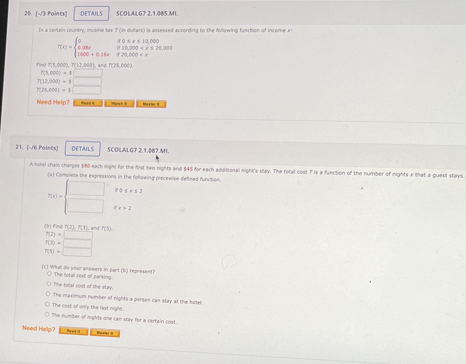 20. [-/3 Points] DETAILS SCOLALG7 2.1.085.MI. In