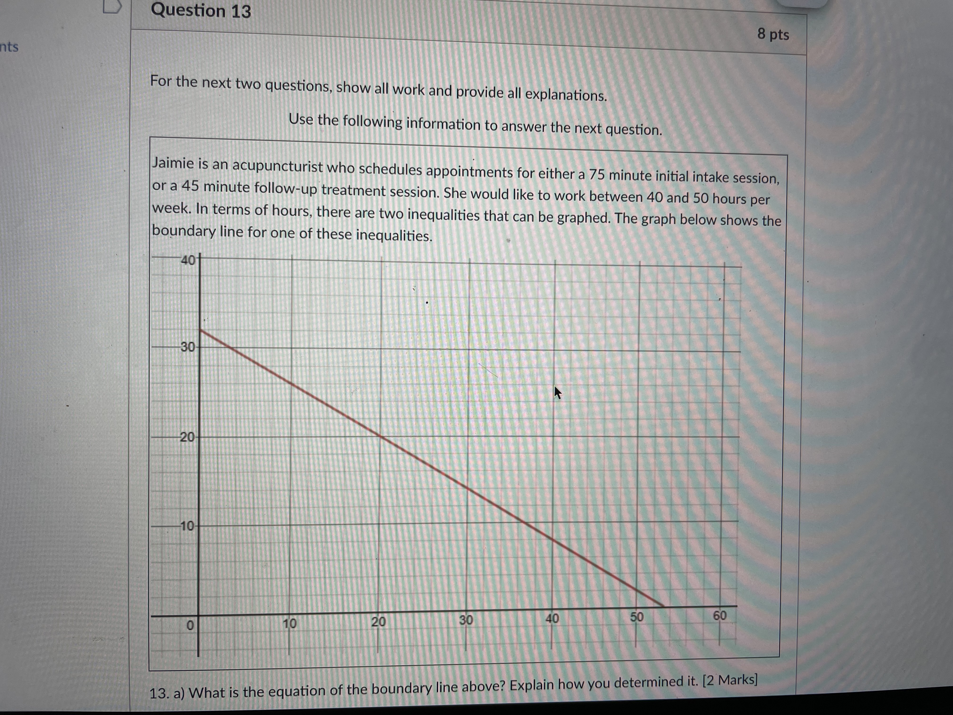 Question 13 8 pts nts For the next two questions,