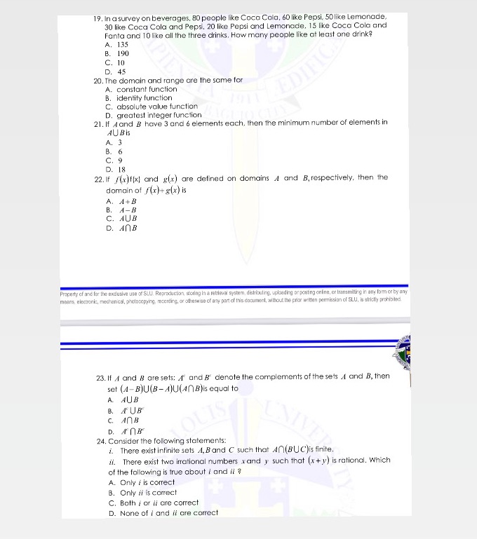 19. In a survey on beverages, 80 people like Coca