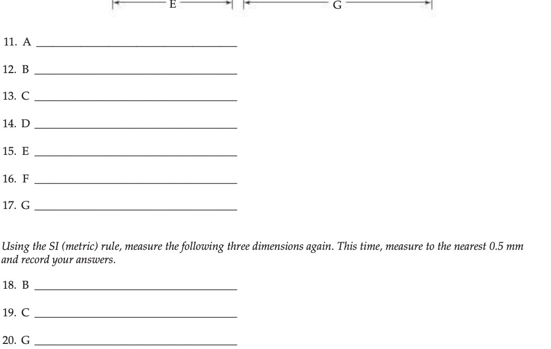 E G 11. A 12. B 13. C 14. D 15. E 16. F 17. G