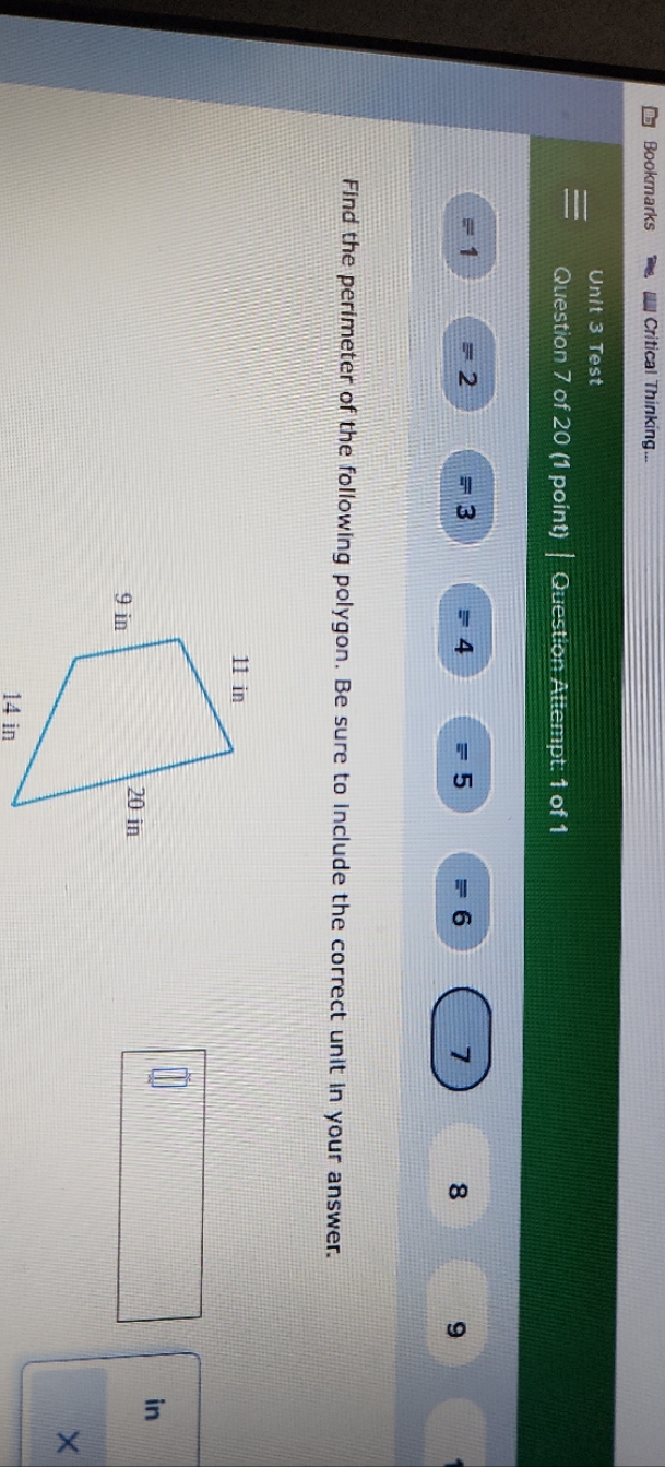 Find the perimeter of the following polygon be