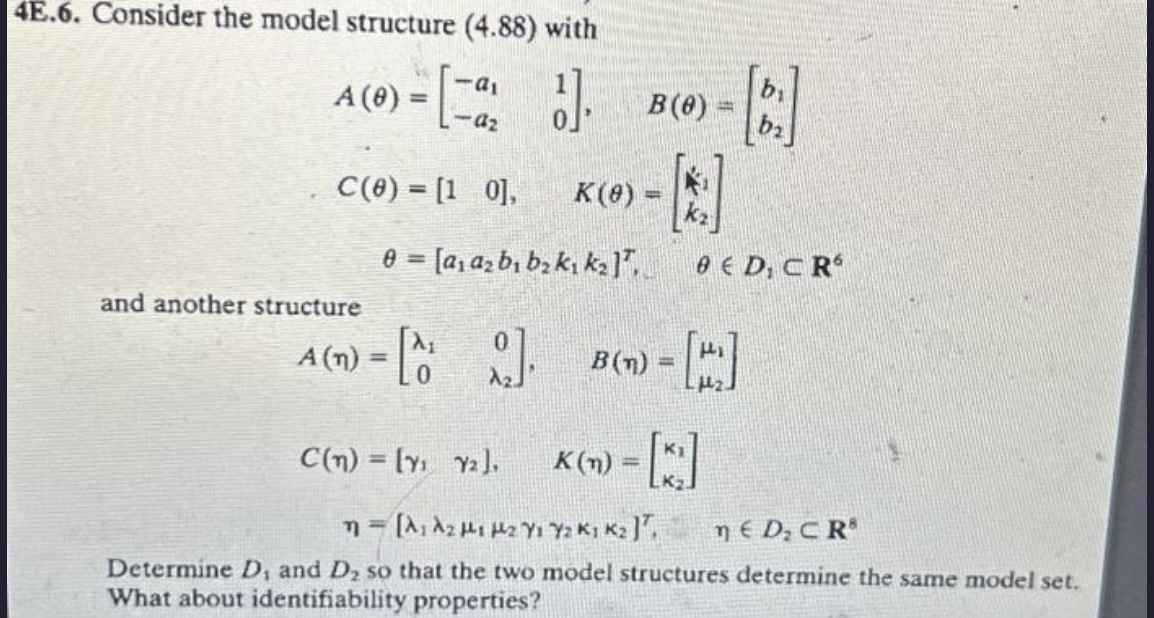 4E.6. Consider the model structure (4.88) with