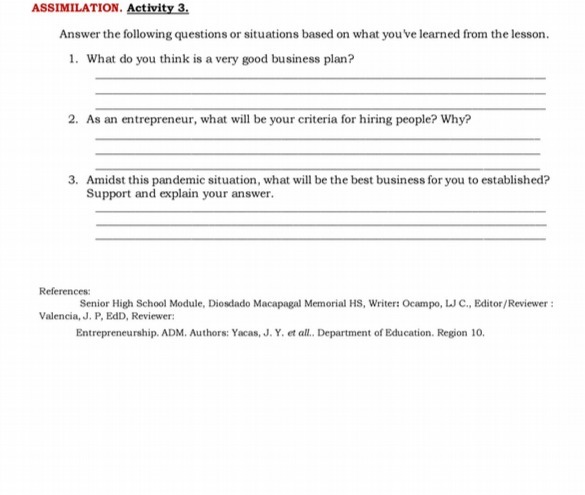 ASSIMILATION. Activity 3. Answer the following