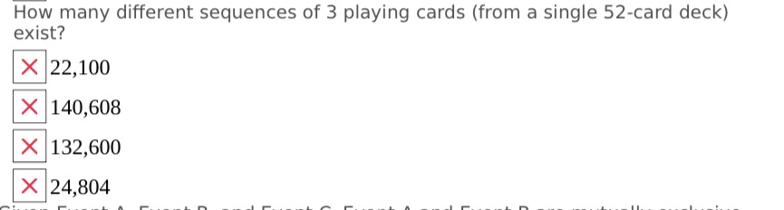 How many different sequences of 3 playing cards