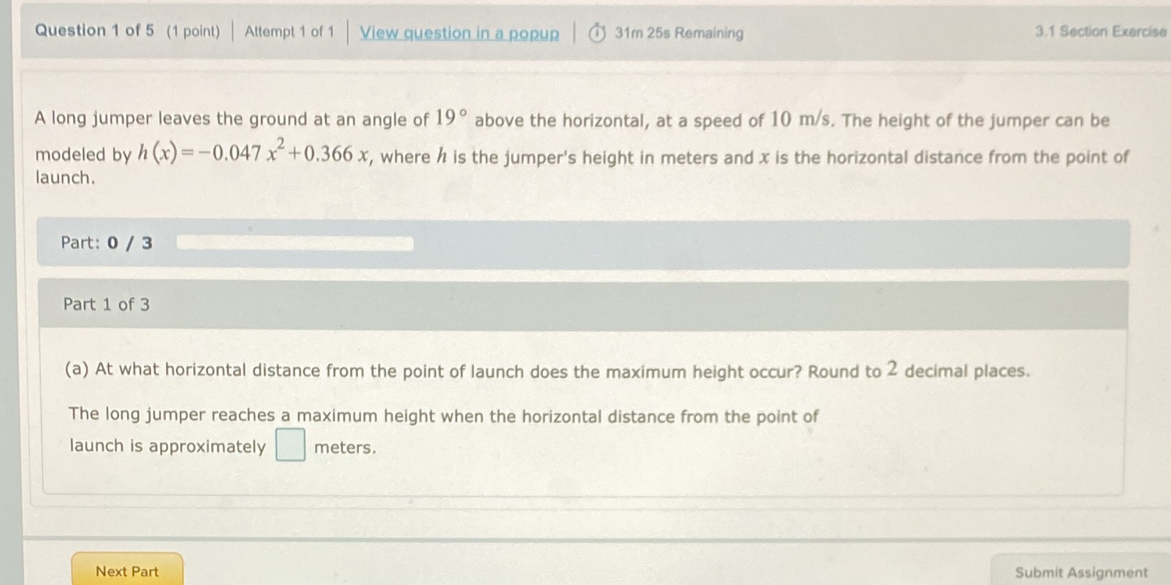 Question 1 of 5 (1 point) | Attempt 1 of 1 View