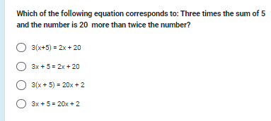 Which of the following equation corresponds to: