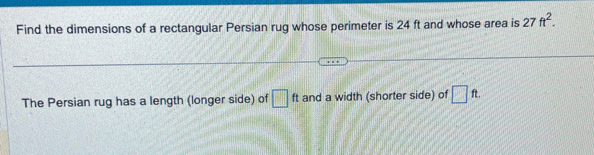 Find the dimensions of a rectangular Persian rug