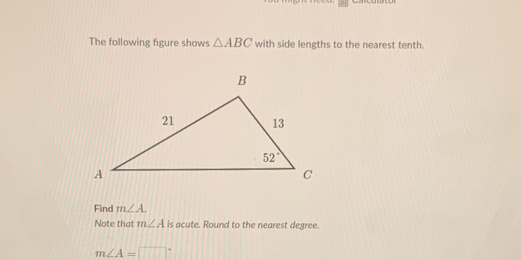 what is m The following figure shows AABC with