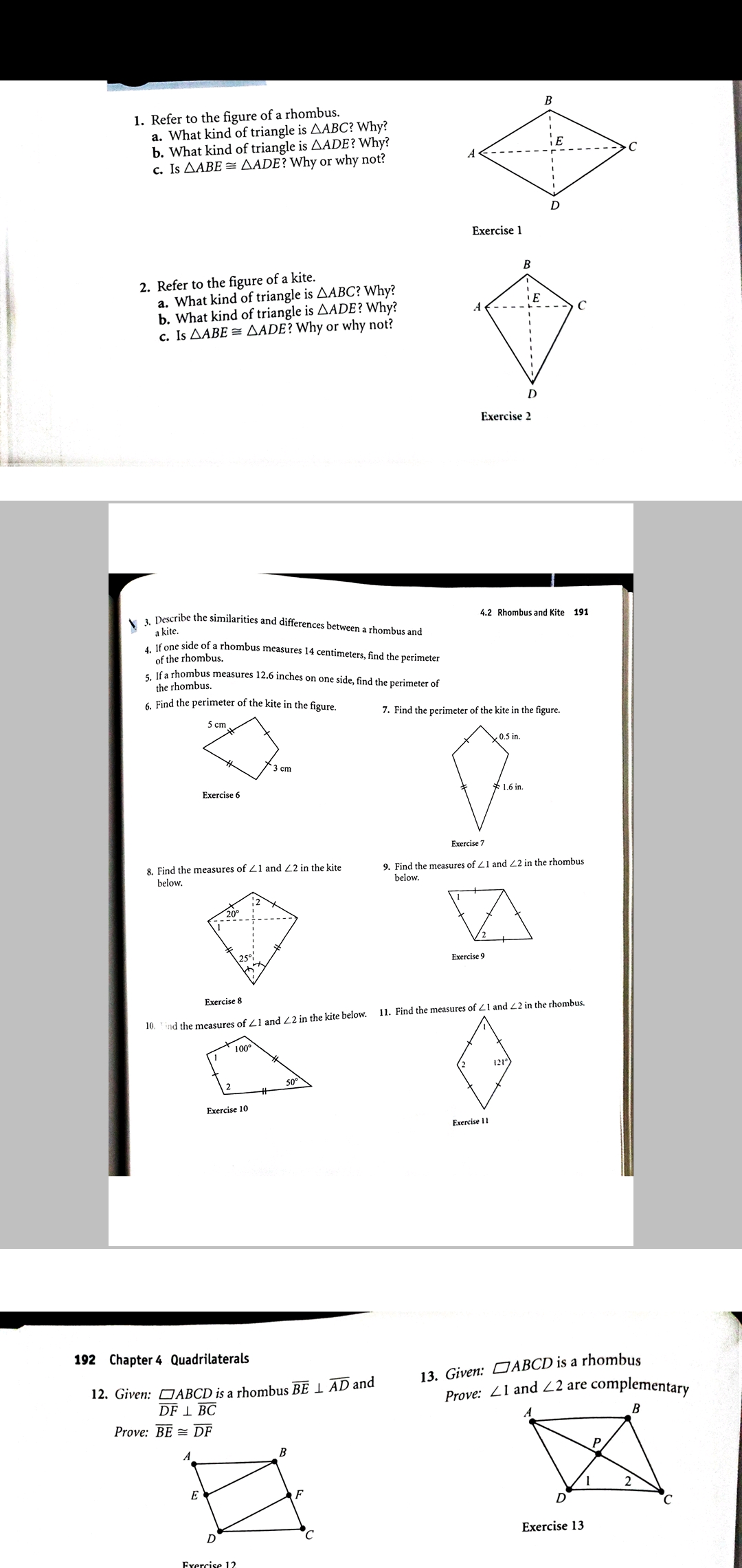1. Refer to the figure of a rhombus. a. What kind
