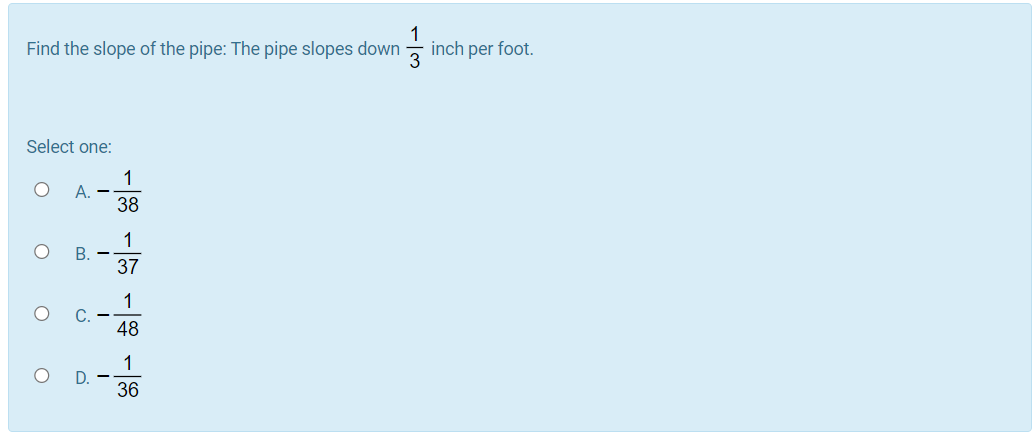 Find the slope of the pipe: The pipe slopes down