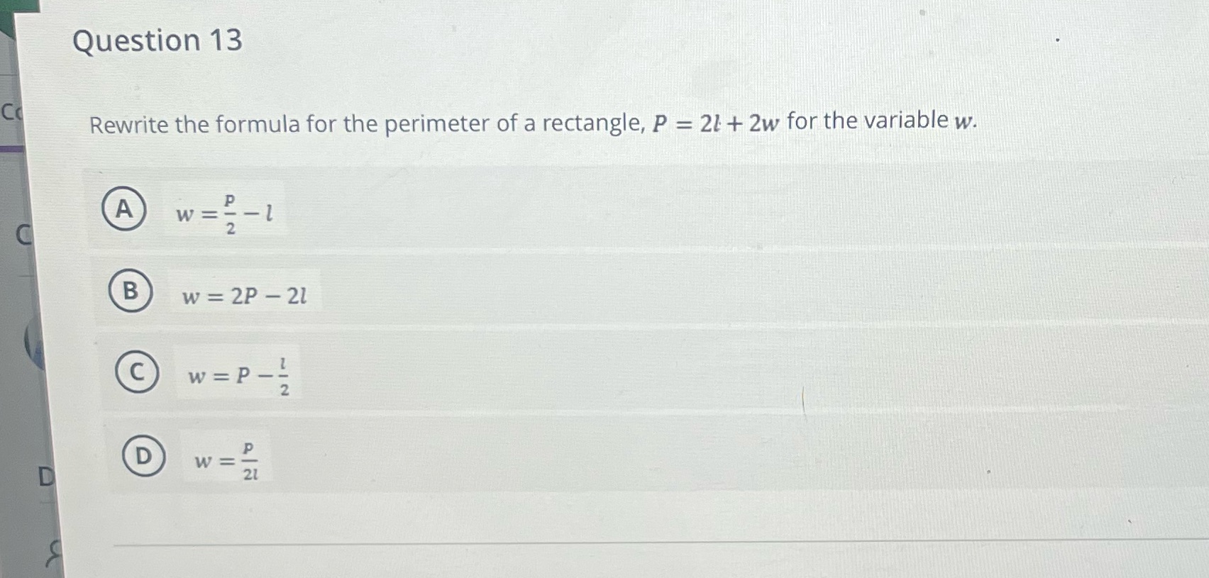 Question 13 Cc Rewrite the formula for the