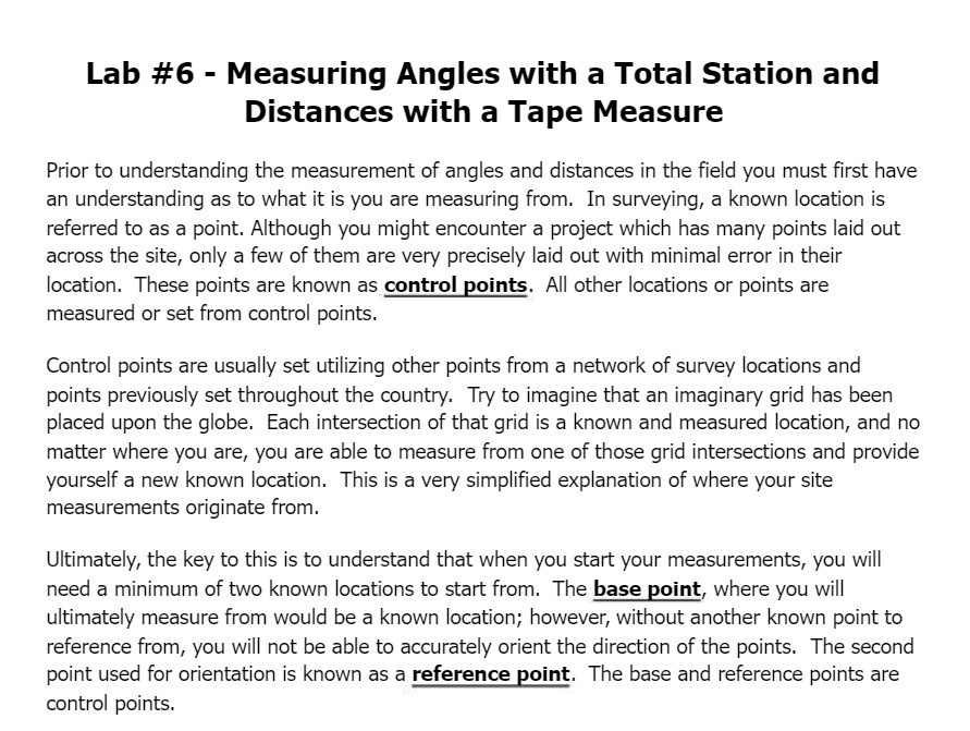 Lab #6 - Measuring Angles with a Total Station