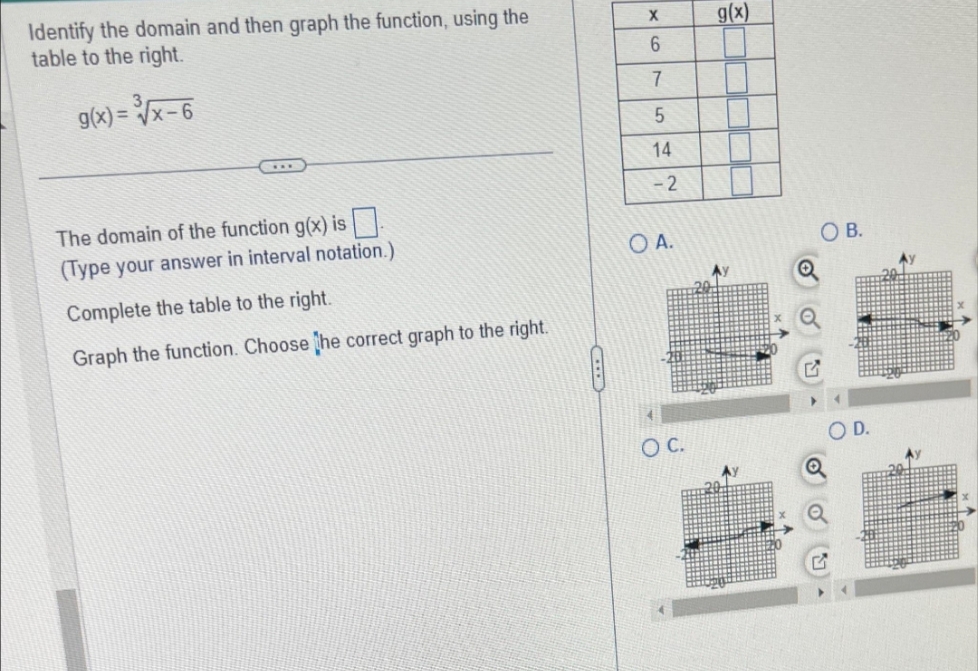 Identify the domain, and then graph the function,
