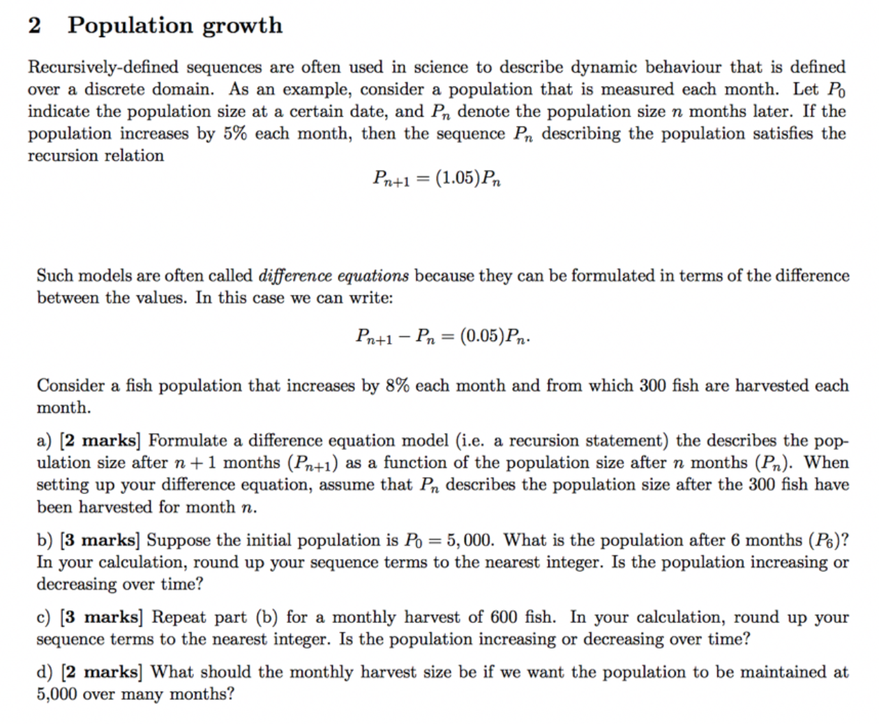 2 Population growth Rscursivelydened sequences