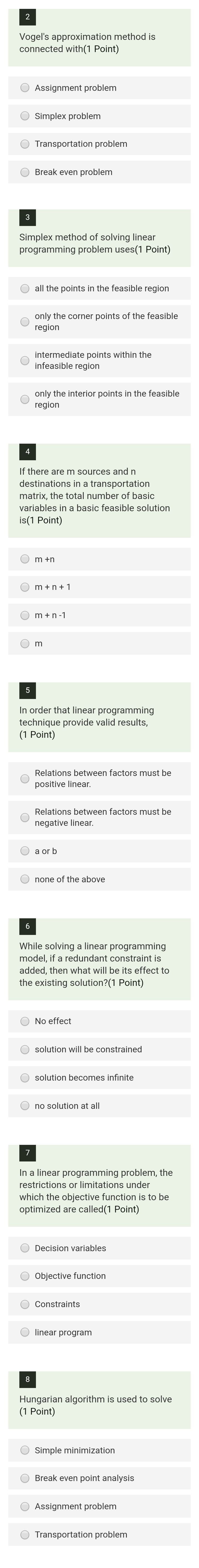 Vogel's approximation method is connected