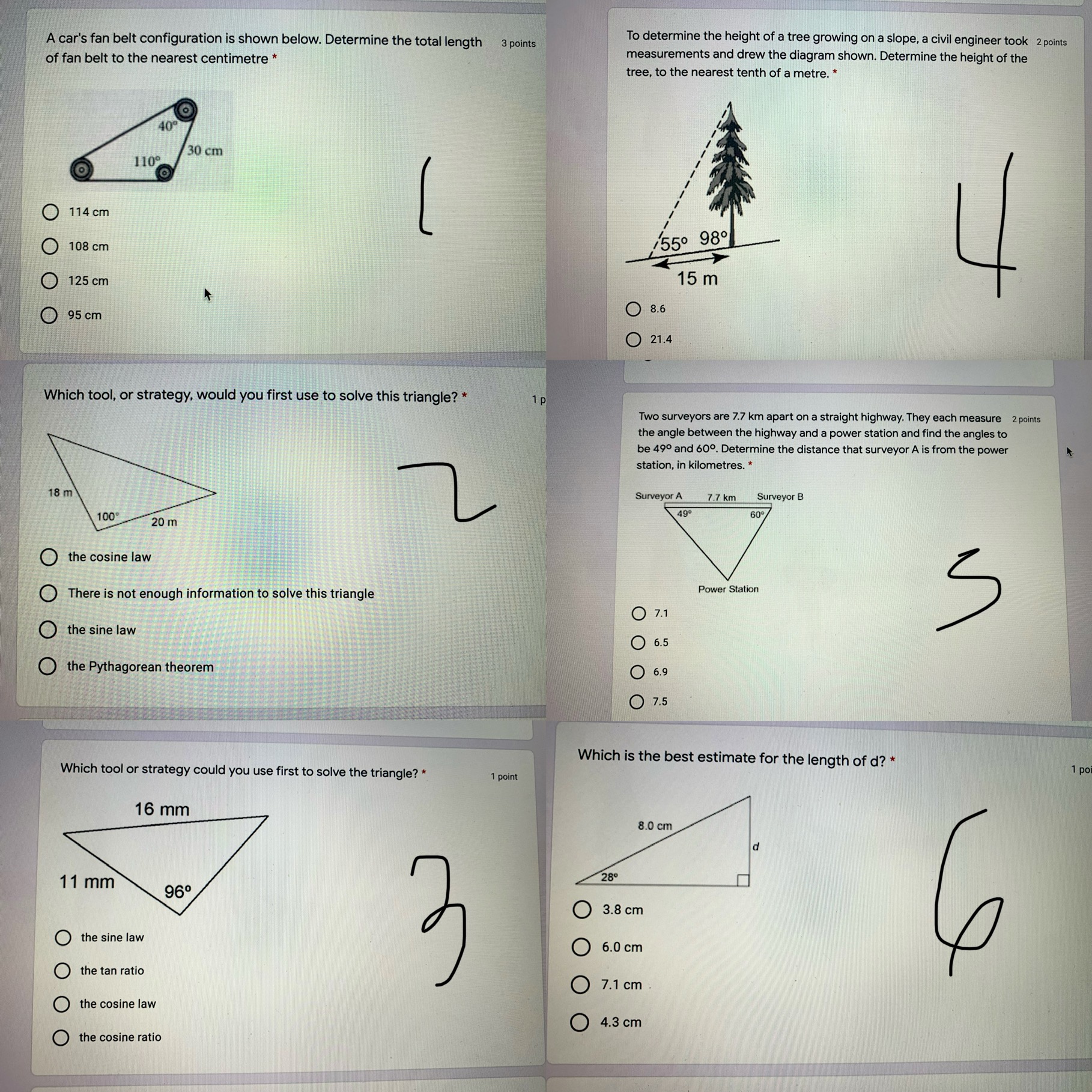 A car's fan belt configuration is shown