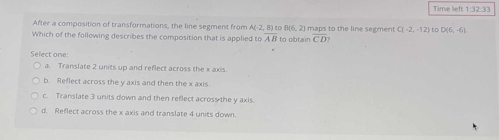 Time left 1:32:33 After a composition of