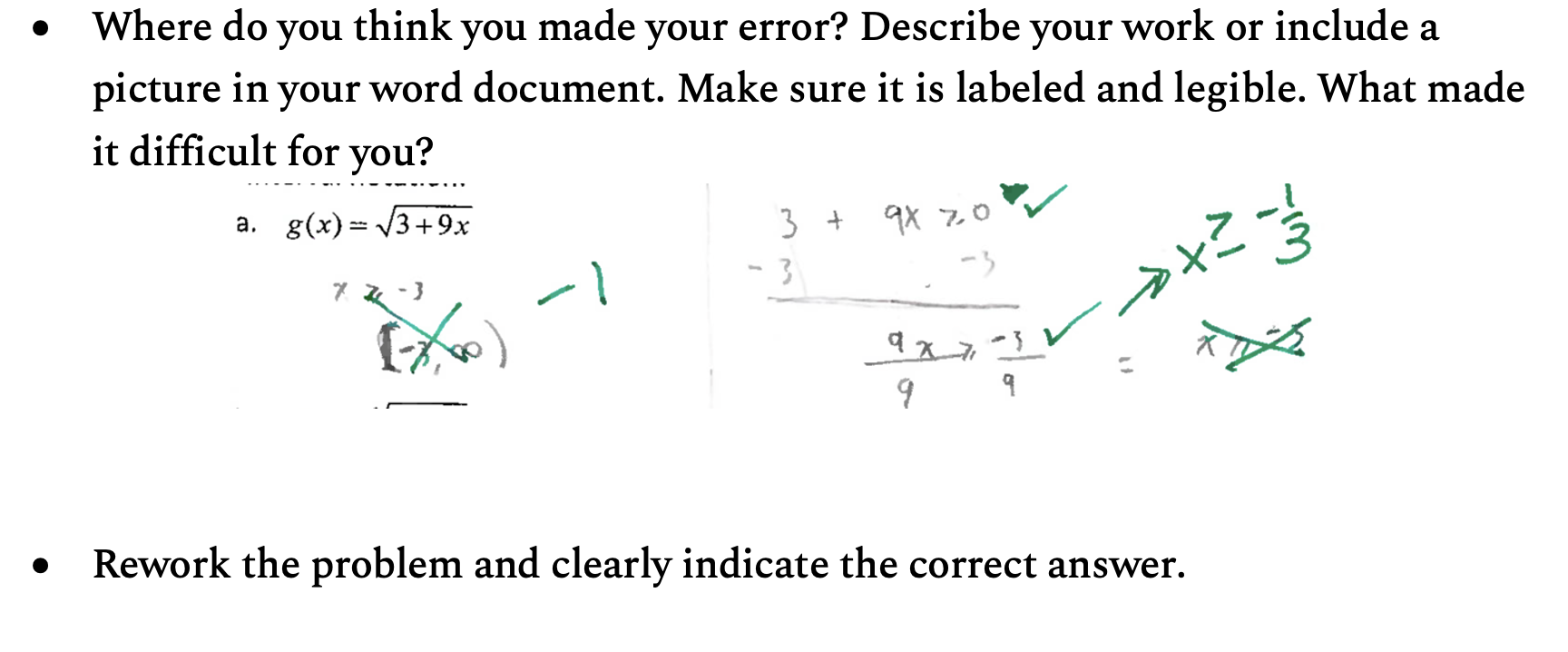 Where do you think you made your error? Describe