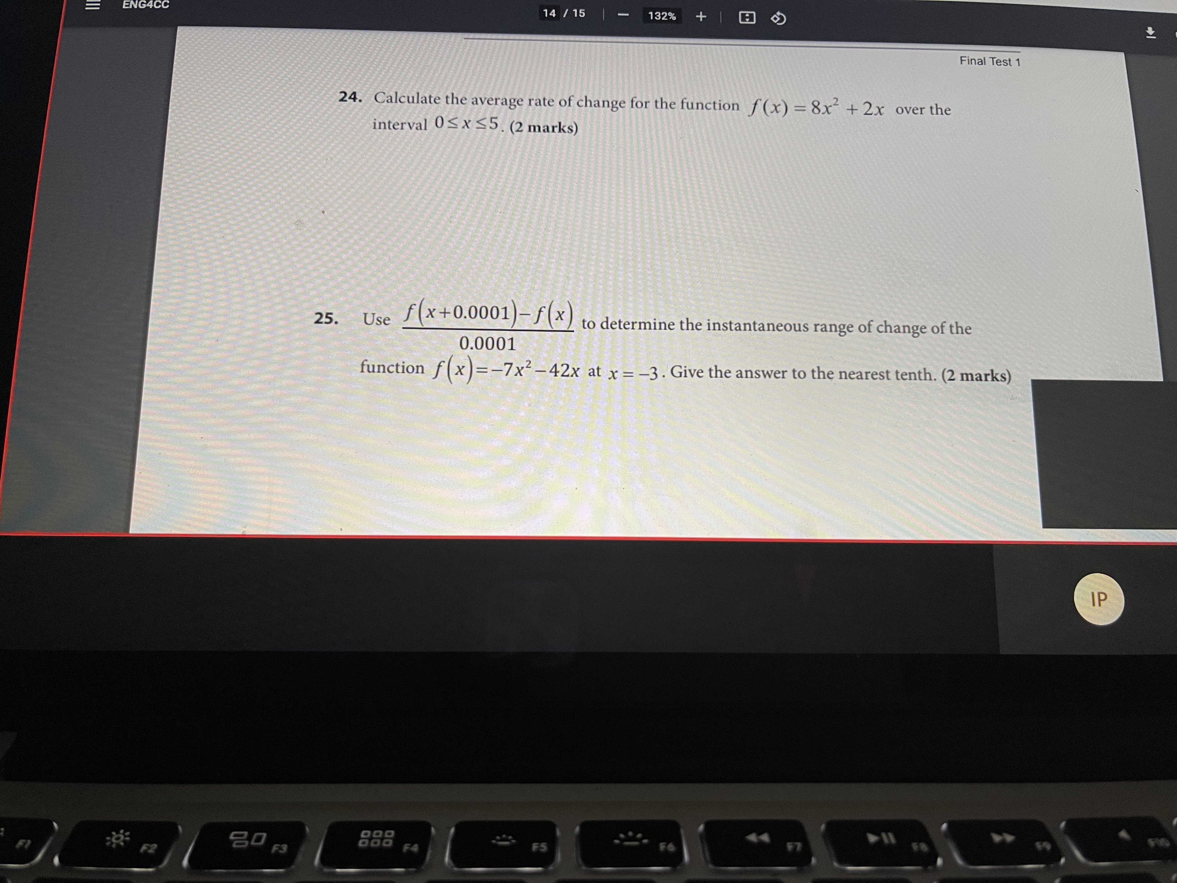 132% + [3 Final Test 1 24. Calculate the average