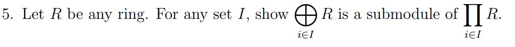5. Let R be any ring. For any set I, show R is a