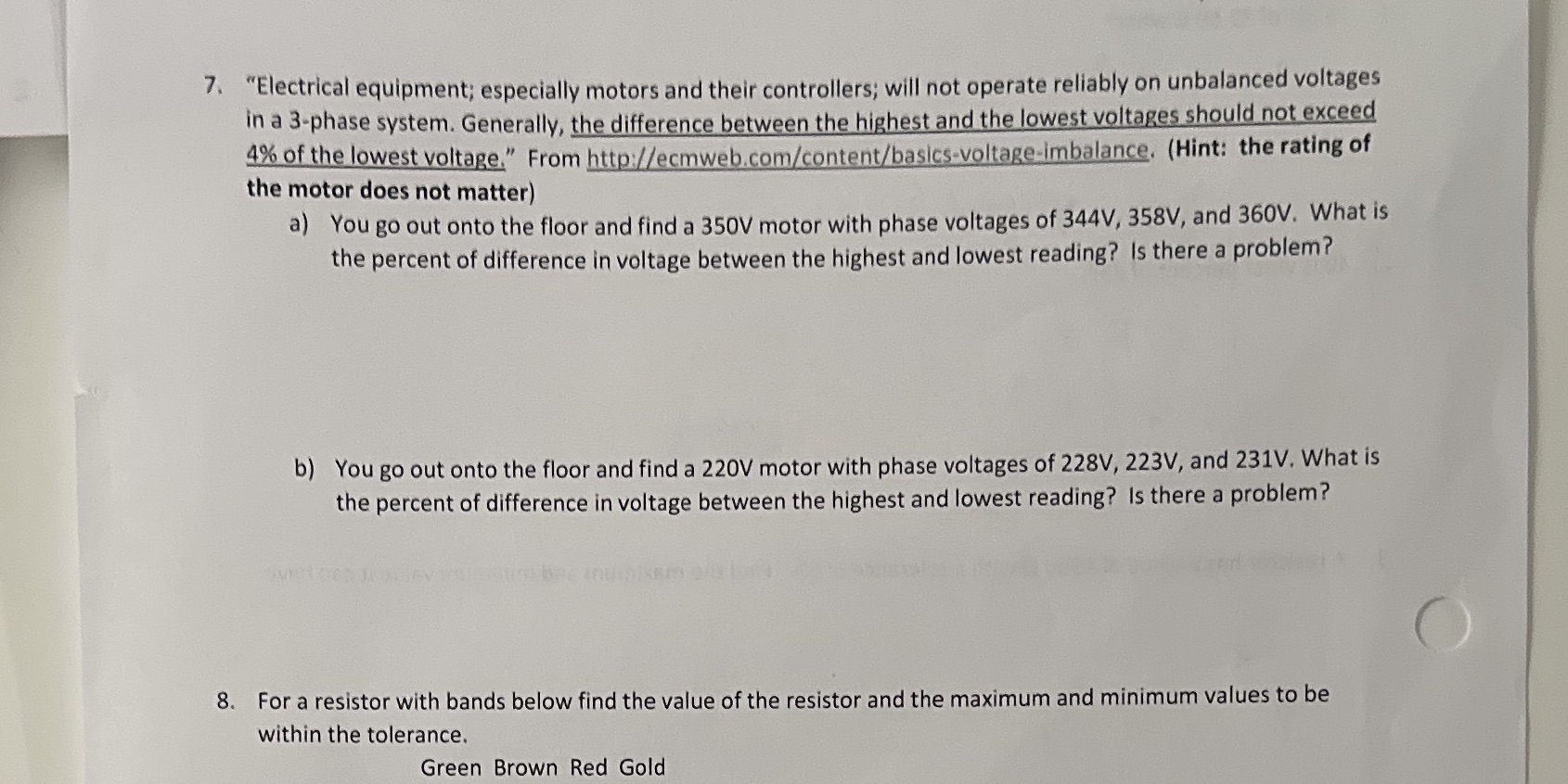 Can you please help me? 7. "Electrical equipment;