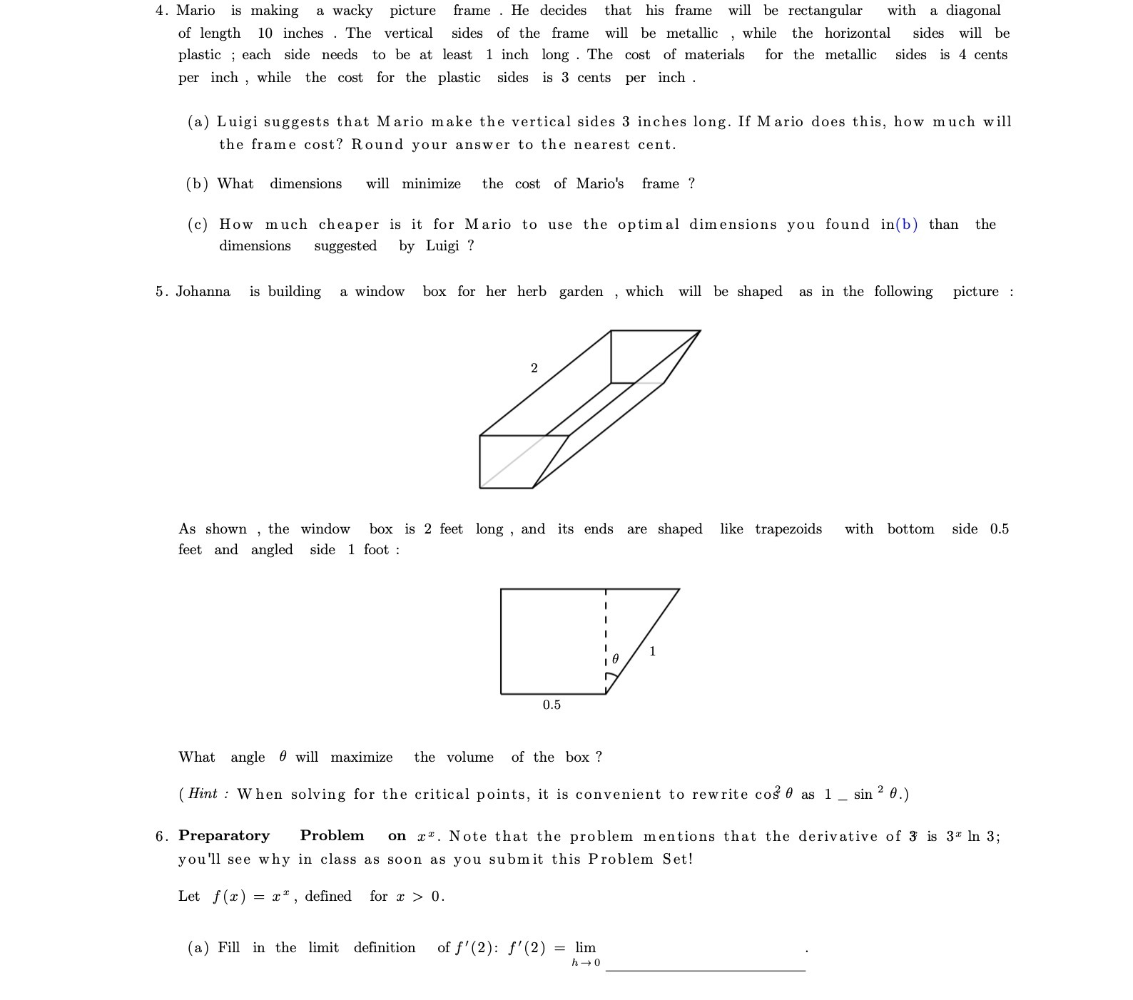 4. Mario is making a wacky picture frame . He