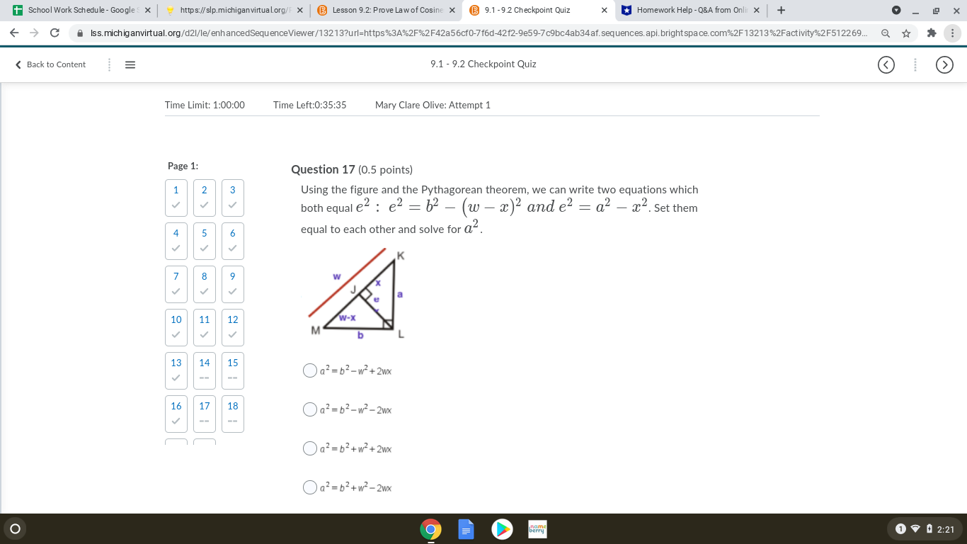 What is the right answer?? + School Work Schedule