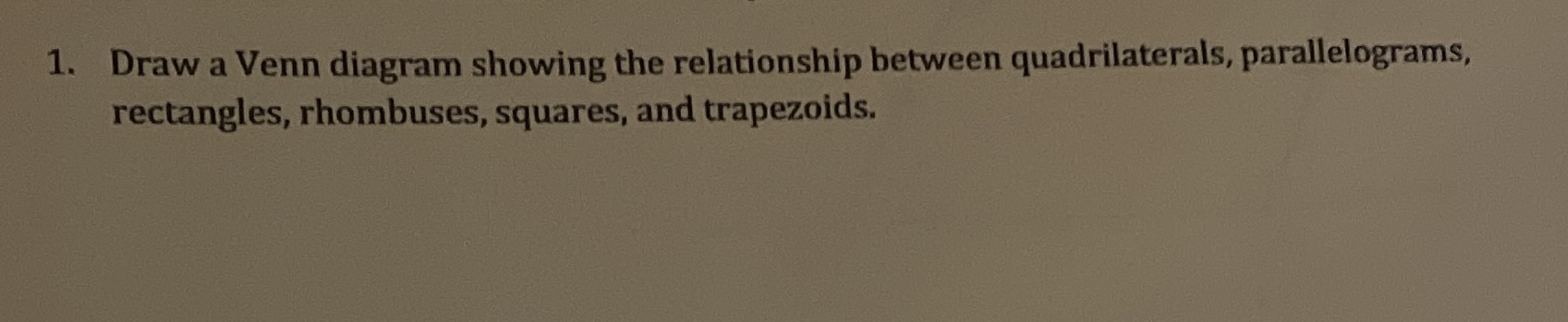 1. Draw a Venn diagram showing the relationship