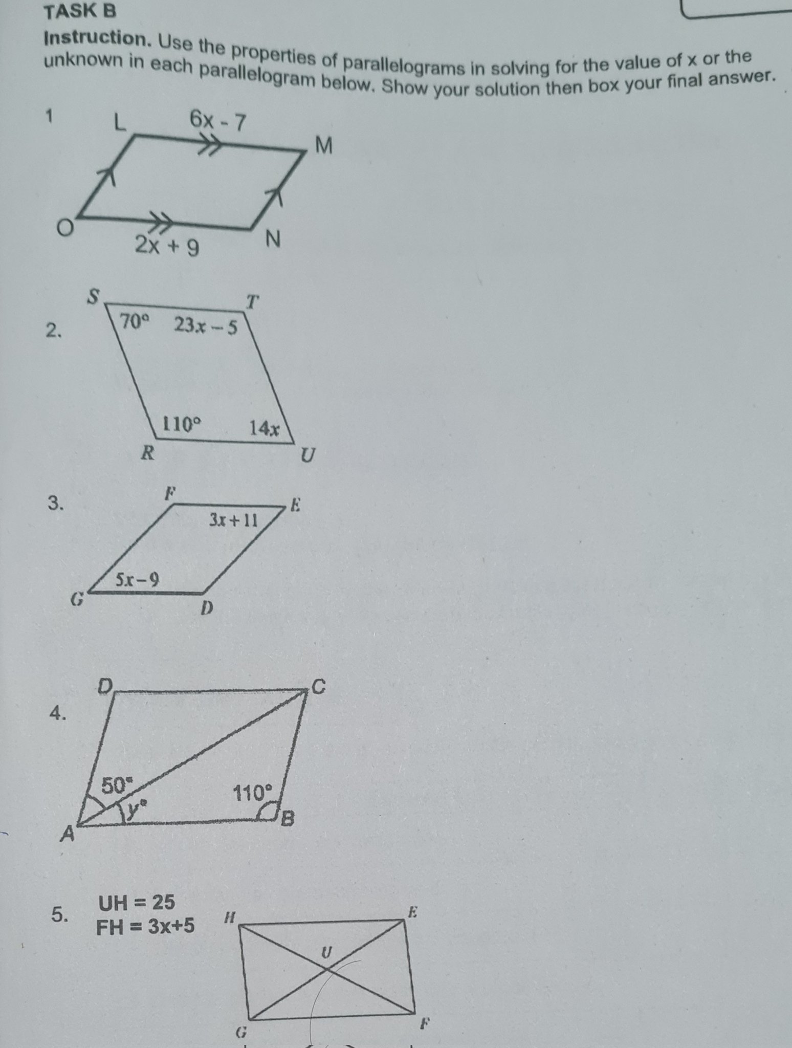 TASK B Instruction. Use the properties of