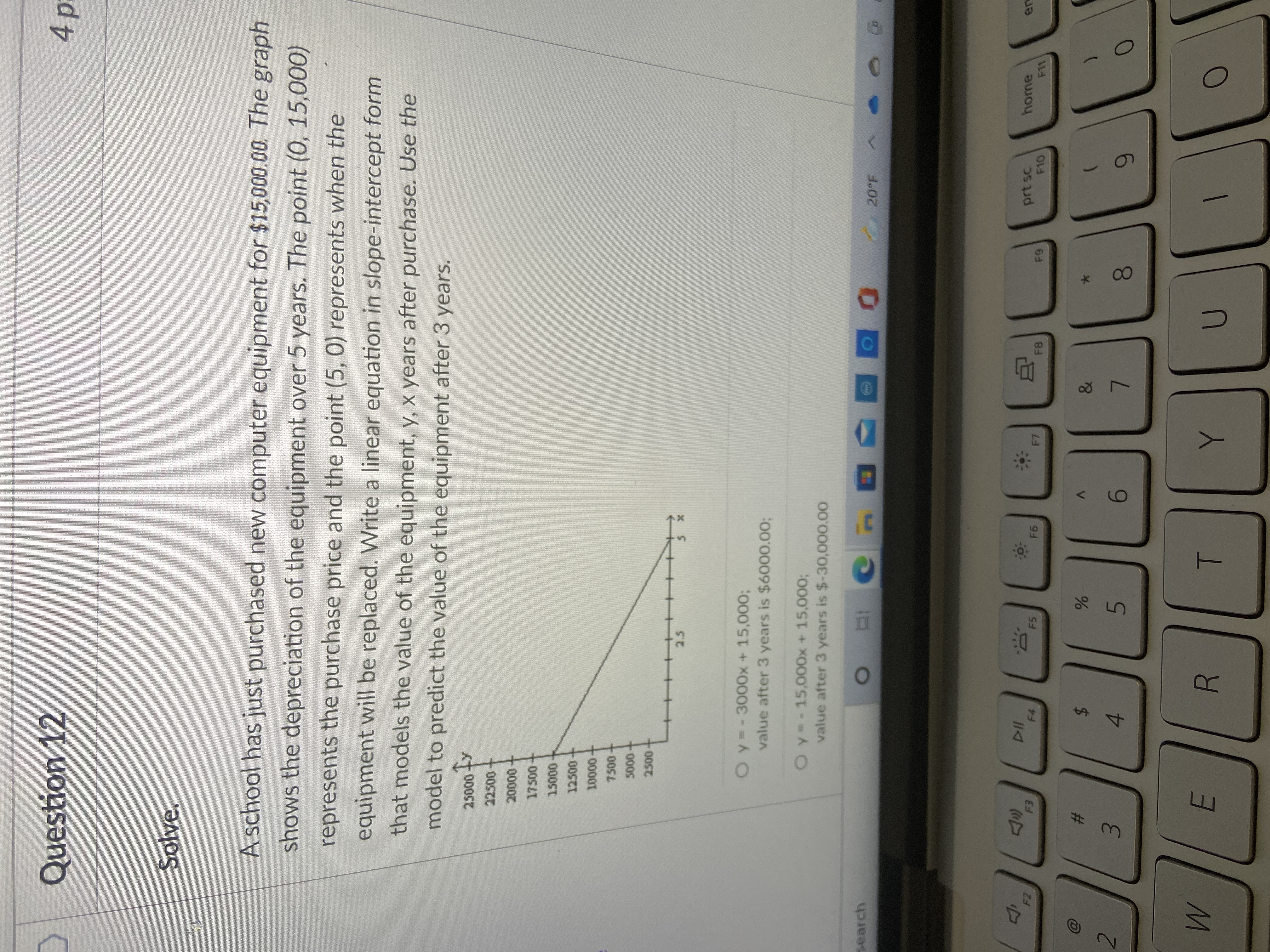 Question 12 4 p Solve. A school has just